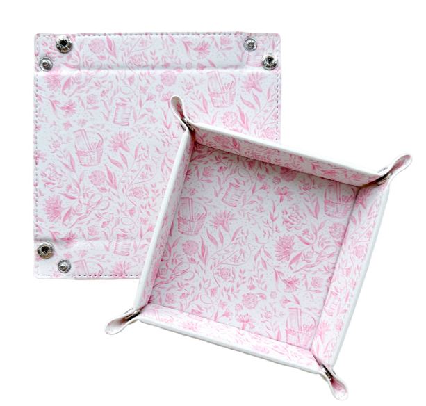 Pink Needlepoint Print Valet Tray