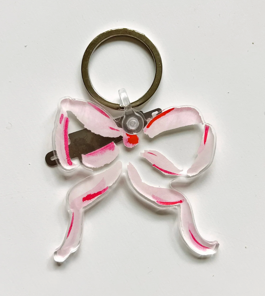 Pink Bow Keychain + Needle Threader