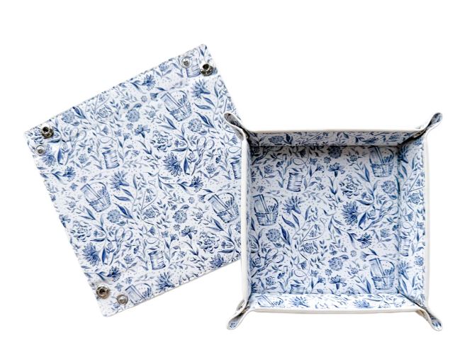 Blue Needlepoint Print Valet Tray
