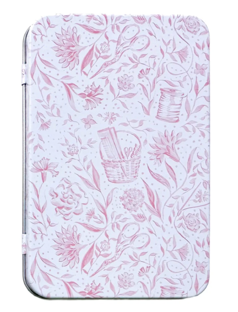 Pink Needlepoint Print Tin with Magnet