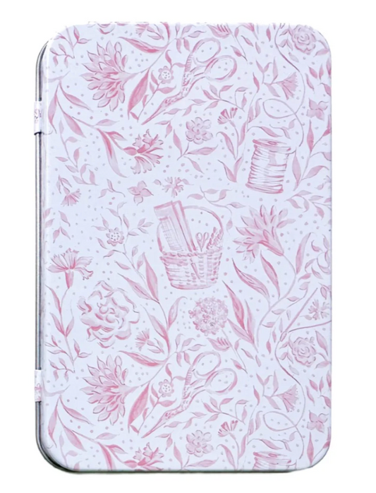 Pink Needlepoint Print Tin with Magnet