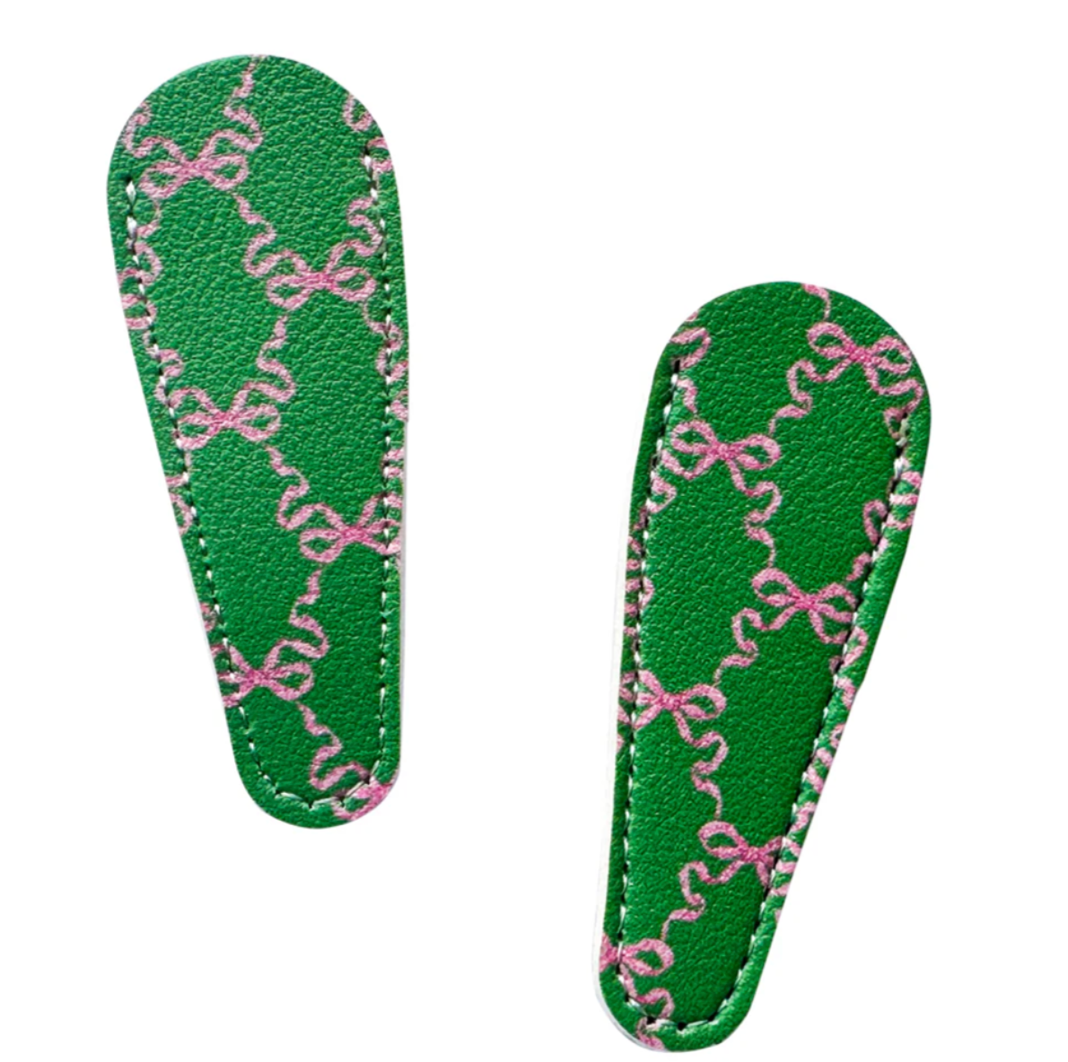 Green Hannah Bow Leather Scissor Case