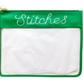Large Stitches Green Leather Project Bag