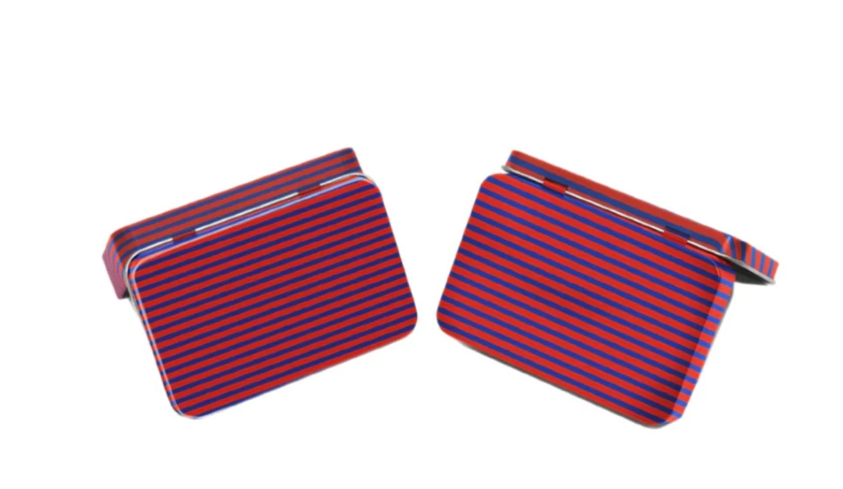 Red Stripe Trinket Tin