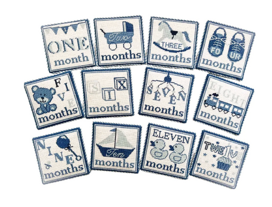 Blue Monthly Milestone Cards