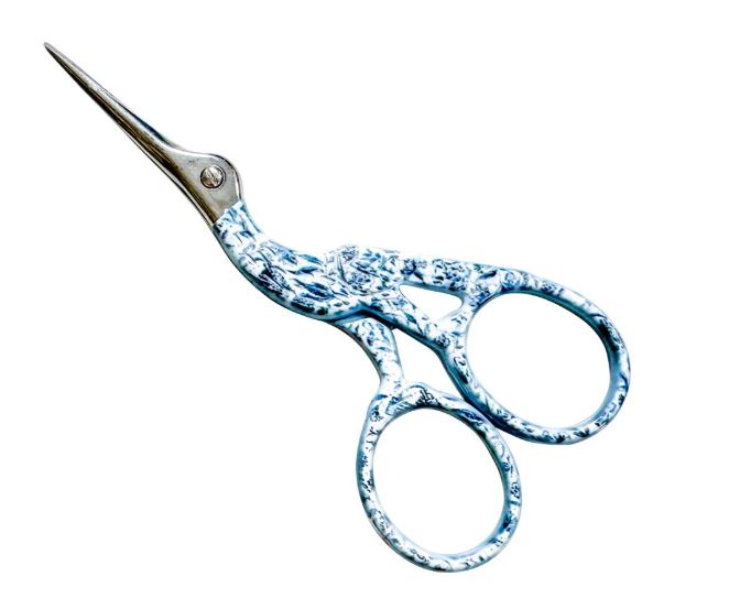 Needlepoint Print Crane Scissors