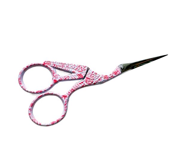 Needlepoint Print Crane Scissors - Pink